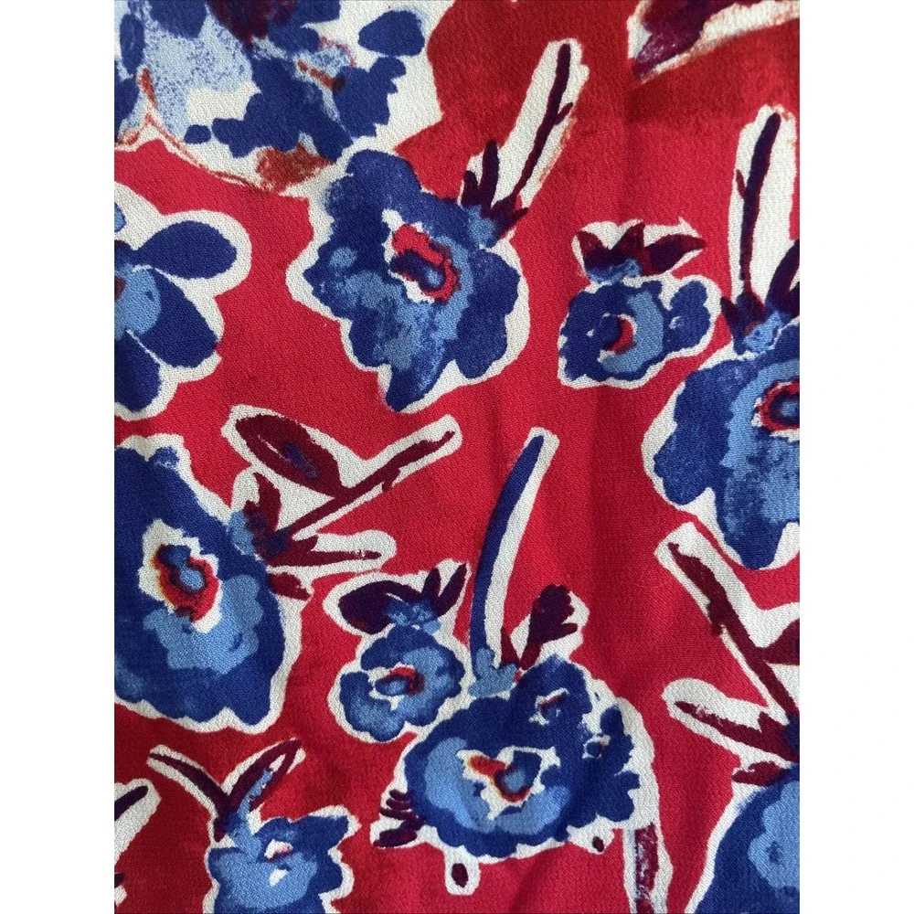 FREE PEOPLE DRESS  Size 2 Red, White, & Blue Floral Short Sleeve V-Neck New XS